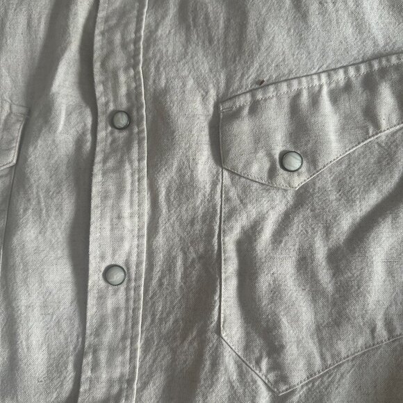 Taylor Stitch Linen-Blend Short-Sleeve Western Shirt, Khaki, Size 44 - Picture 2 of 7